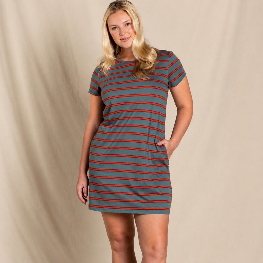 Toad & Co. Windmere II Short Sleeve Striped Dress Size Small